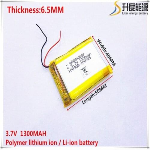 3.7V 1300mAh 654050 Lithium Polymer Li-Po li ion Rechargeable Battery cells For Mp3 MP4 MP5 GPS mobile bluetooth