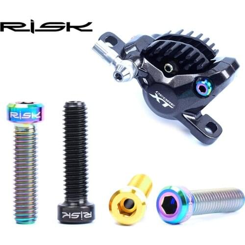 2pcs Risk MTB Bike Disc Brake Caliper Bolts Titanium Alloy M6 * 23.5mm Bicycle Bolts Hollow for SHIMANO DEORE XT and SRAM GUIDE