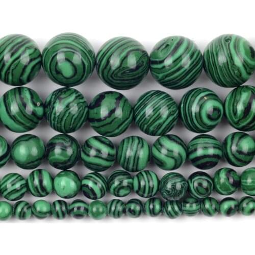 Natural Green Striped Malachite Stone Beads Round Loose Spacer Beads For Jewelry Making DIY Bracelet Handmade 4/6/8/10/12mm