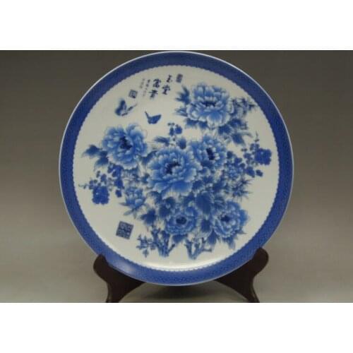 Exquisite Chinese hand painting porcelain Blue and White Porcelain Plate - "Yu tang Fu Gui"