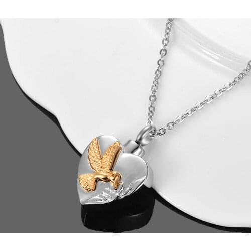 Hummingbird Heart Cremation Stainless Steel Urn Necklace Pendant For Ashes Lockets Keepsake Holder Memorial Jewelry Dropshipping