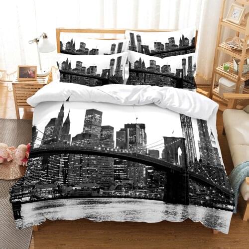 City Night Scene Bedding Set Duvet Cover Set 3d Bedding Digital Printing Bed Linen Queen Size Bedding Set Fashion Design