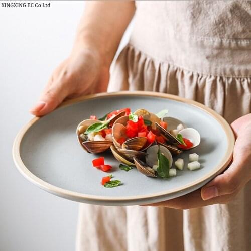 Nordic Creative Simple Ceramic Dinner Plate Western Steak Plate Household Dinner Plates Round Flat Dish Tableware Supplies
