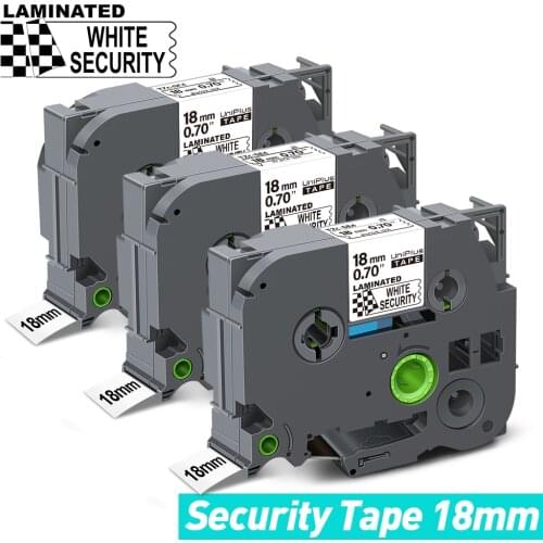 UniPlus 3PK 18mm Label Tape SE4 Security Tape Sticker for Document File Leave a Mark Compatible Brother PT Label Maker Tape 231