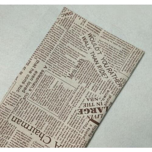 Classic Brown Letter English Newspaper Printed Linen Cotton Fabric 48x110cm Vintage Linen Fabric DIY Sewing Textiles Home Decor