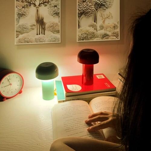 Creative Mini LED Desk Lamp USB Rechargeable Mushroom Lamp Infinite Dimming Desk Night Light Bedroom Girl Bedside Decoration