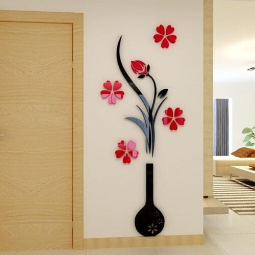 Fashion Plum vase 3D wall stickers Flower Entrance DIY Art wall decor Home decoration Free shipping