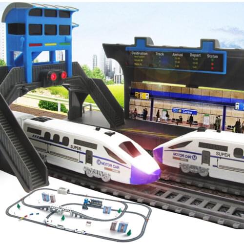 New Childrens Electric Train Toy Railway Train Set Rails Electric Trains Christmas Gift Railway Kids RC Trains Model Toy Set