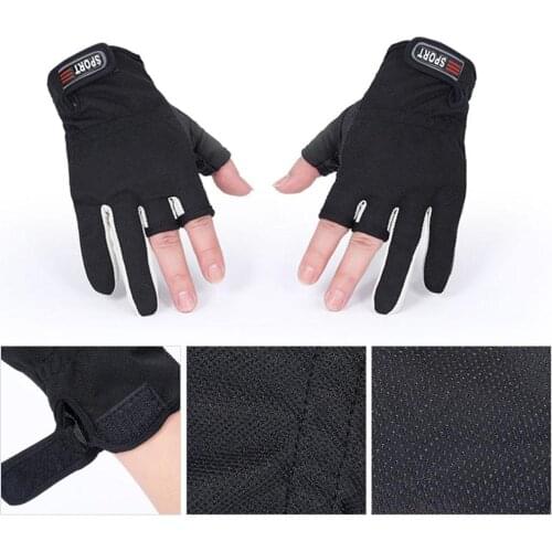 NEW Professional Breathable Anti-slip Fishing 3 Half Finger Hands Protection Gloves