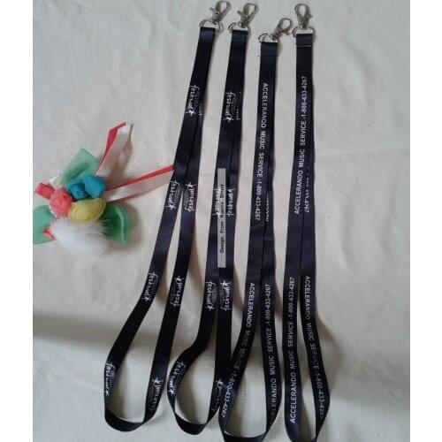 10MM Brand New Polyester Logo Black Neck Lanyard With White Logo Text Print Promotion Neck Lanyard for Phone String Custom