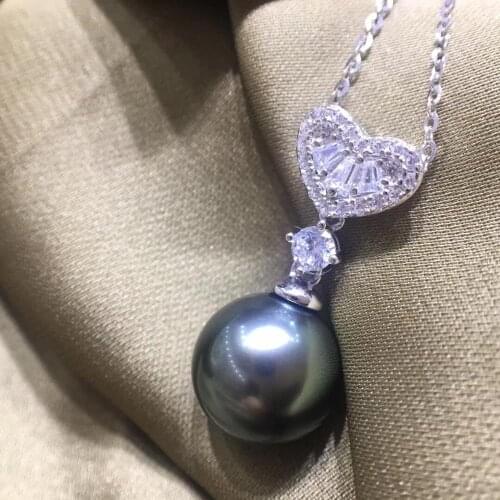 Heart 925 Sterling Silver Pendant Base Setting Mounting Pendant Findings for Akoya Edison Pearls Corals Jade Stones Beads