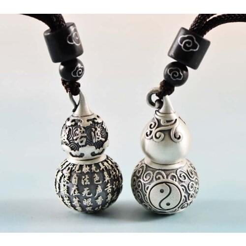 Real S999 Sterling Silver Retro Pomelo Grinding Gourd Heart Classic Men And Womens Pendant t Exquisite Commemorate Gift Jewelry