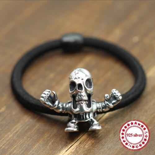 S925 sterling silver headband personality retro models hip-hop punk style skull hair ornaments send lovers gift jewelry