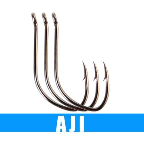 FISH KING 3pack/lot AJI Fishing Hook Size 2# - 14# High Carbon Steel Fishing Hooks Jig Barbed Carp Anzol Ring eye Hook