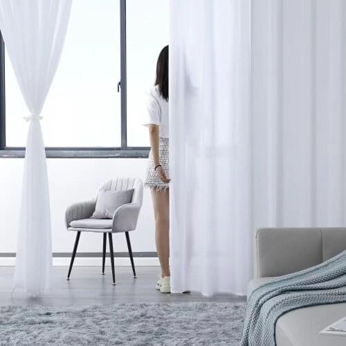Chiffon White Tulle Curtains For Living Room Bedroom Window Screen For Wedding Modern Solid Sheer Voile Kitchen Curtain Drapes