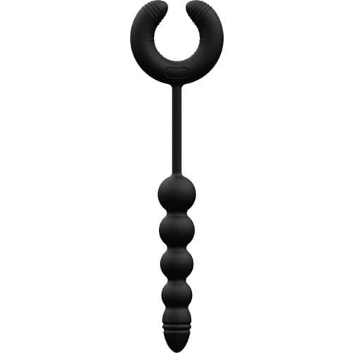 Unisex remote control pull bead lock fine ring silicone anal plug double bondage penis ring sex toys