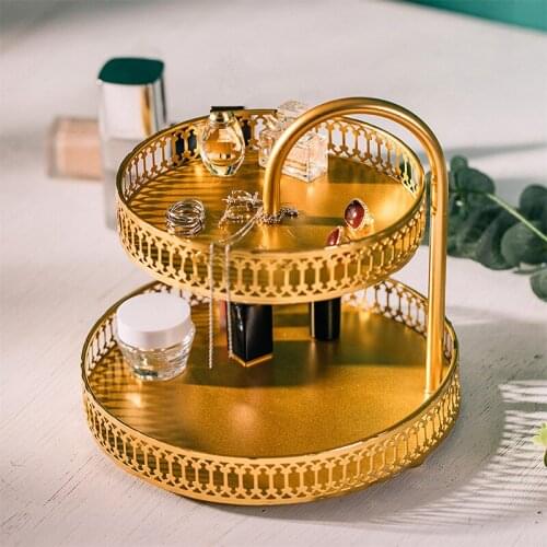 1Pc Nordic Hollow Out Double-layer Jewelry Tray Home Kitchen Fruit Plate Bedroom Dressing Table Display Platter