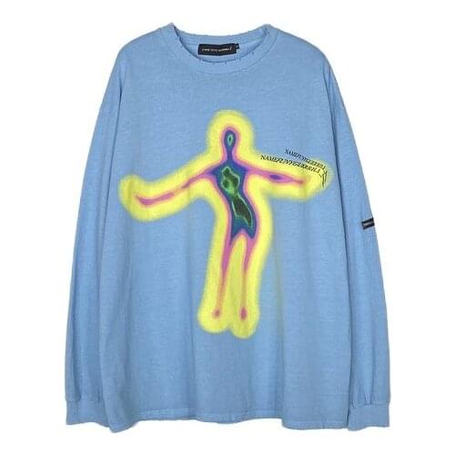 Dark Streetwear Hip Hop Punk Washed Retro Men T Shirt Long Sleeve Vintage Clothes Women Tshirts Oversize Homme Camisetas Hombre