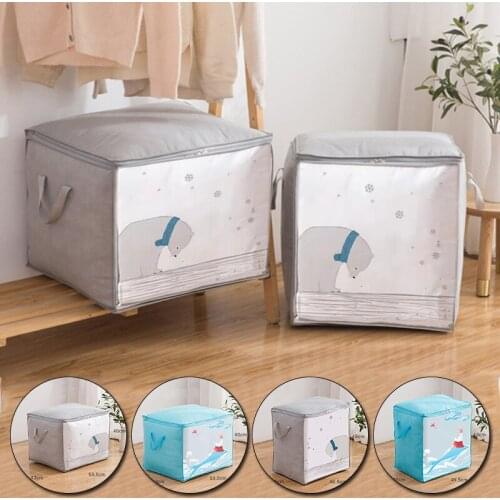 Cartoon Thickening Large Capacity Clothes Storage Bag Organizer With Reinforced Handle For Pillows Quilt Clothes Home Storage