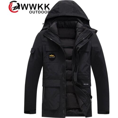 WWKK Mens Climbing Trekking Windbreaker Fishing Waterproof Jackets Outdoor Men Hiking Jacket Plus Velvet Winter Women Sport Coat