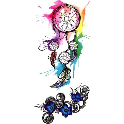 5pcs Dreamcatcher Waterproof Temporary Tattoos Men Blue Flower Henna Tattoo Body Art Stickers Maquiagem Tatuajes Tatoos