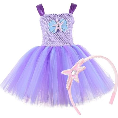 Princess Mermaid Tutu Dress for Girls Kids Little Mermaid Birthday Dresses Under the Sea Theme Party Costume Baby Girl Clothes