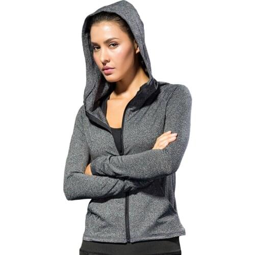 Gym Long Sleeve Hooded Womens Sports Jacket Fitness Yoga Top Women Sportswear Sport Running Hoodie Jacket Ladies New Promotion