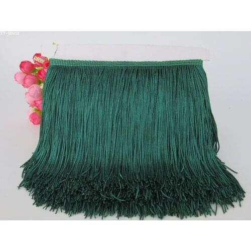 10yard Dark green Fringe Tassel Trimming Lace Latin Dress Macrame Dance Clothing Polyester Single Band 15cm Lace Ribbon