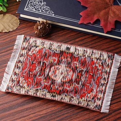 1;12 Mini House Decorative Handmade Turkish Rugs Woven Furniture Mat Miniature Carpet Floor Accessories N4j7