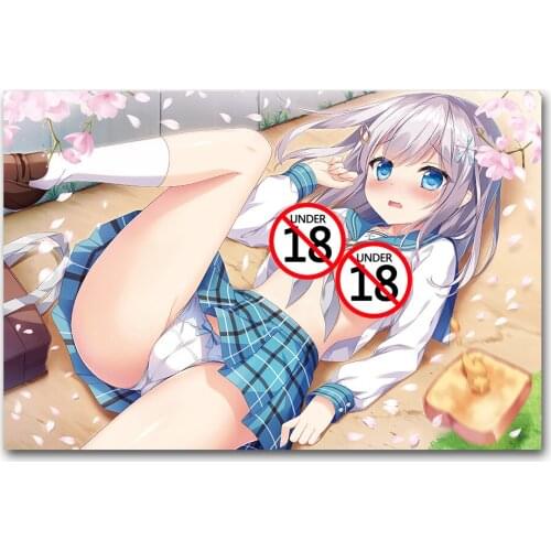 1 Piece Cartoon Canvas Painting Kawaii School Uniform Girl Anime Poster Wall Art Picture for Living Room Bedroom Decor