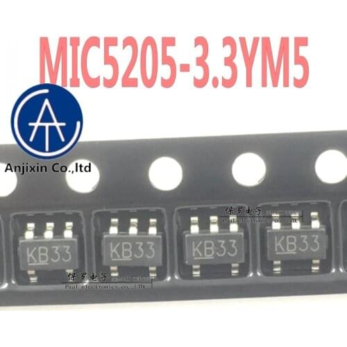10pcs 100% orginal new LDO regulator tube MIC5205-3.3YM5 MIC5205-3.3 silk screen KB33 SOT23-5 real stock