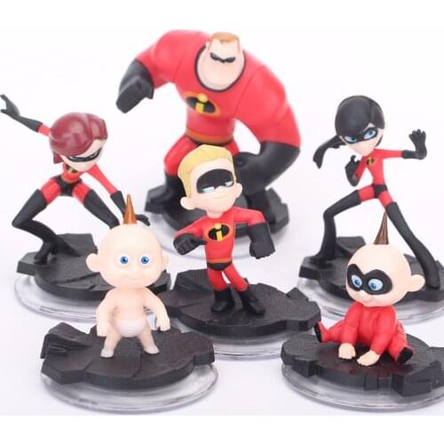 6pcs/set 7-10cm Super man Dolls Dash Parr Jack Parr Elastigirl PVC Action figure toys Party Gift