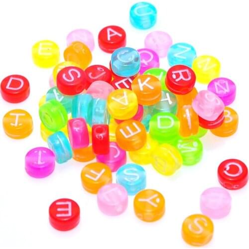 Acrylic Letter Beads 4*7mm 3600pcs Flat Coin Round Shape Mix Colors A-Z Alphabet Plastic jewelry Spacer Beads Ornament Beading
