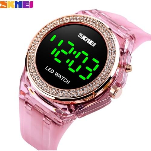 SKMEI Luxury Fashion Led Light Display Women Digital Electronic Clock Waterproof PU Strap Ladies Wristwatch Relogio Feminino