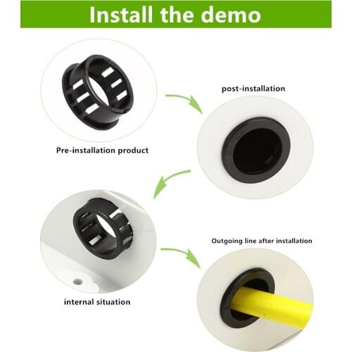 Black Plastic snap-on wire grommet gasket clamp1pcs desk wire inlet outlet Seal ring hole plug cover cable Rack holder protector