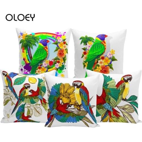 Color Bird Picture Polyester Soft Pillowcase, Size 45x45cm Home Bedroom Decoration, Hotel Car Decoration, Classic Pillowcase