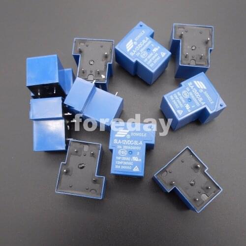HQ 50PCS Blue SLA-12VDC-SL-A 4 Pins SONGLE R Power Relay 12V DC SPST SLA Original 30A Switching 20A/30VDC 250VAC NEW*FD438X50