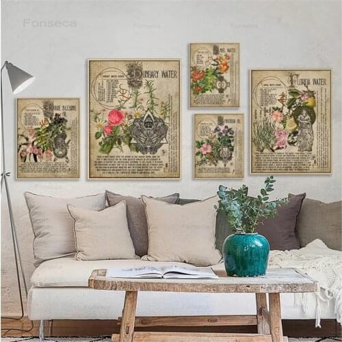 Magick Potions 1 Art Prints Book of Shadows Poster Witchcraft Herbal Grimoire BOS Sheets Spell Canvas Painting Living Room Decor