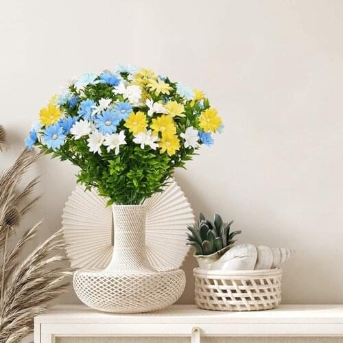 6 Bouquets Daisies Artificial Flowers Faux Silk Daisy Wildflowers Fake Colorful Daisy Bouquet for Vase Porch Window
