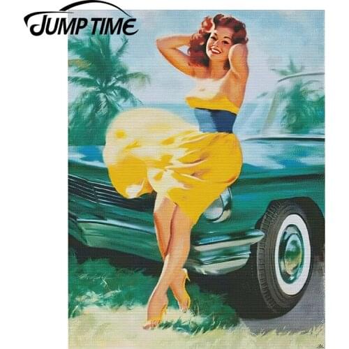 JumpTime 13cm x 9.8cm Sexy PinUp Girl Vintage Decal Car Body Window Trunk Car Sticker JDM Euro Drift Wall Decor