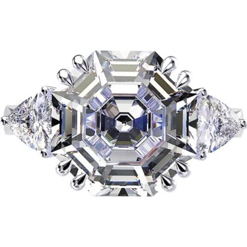 100%925 Sterling Silver 12*12MM Simulation Moissanite Citrine Aquamarine Gemstone Wedding Engagement Ring Fine Jewelry Wholesale