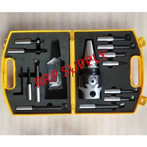 BT40 taper, F1-18 75mm boring head with BT40 shank and 12pcs 18mm boring bars, boring head set