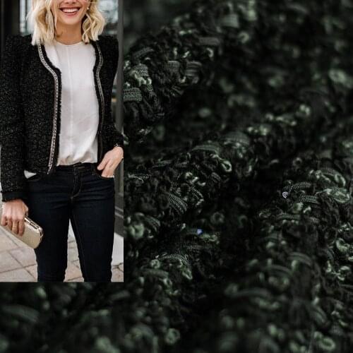 Red Raspberry France Tweed Jasper Green Loop Yarns Fabric Garment Material Autumn Women Coat Skirt DIY Sewing Cloth Freeshipping