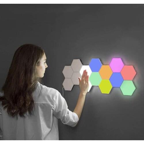 Creative Quantum Lamp LED Night Light Hexagonal Lamps Modular Touch Sensitive Lighting Magnetic Hexagons Decoration Wall Lampara