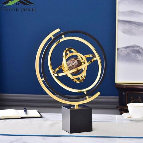 Creative Home Decoration Accessories for Living Room Metal 3D Globe Ornament Office Cabinet Desk Adornment Christmas Gift LBJ05