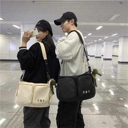 Men Boy Cool Tooling Style Single-Shoulder Bag Concise All-Matched Cross-Body Messenger Pack Casual Schoolbag for Teenager F202