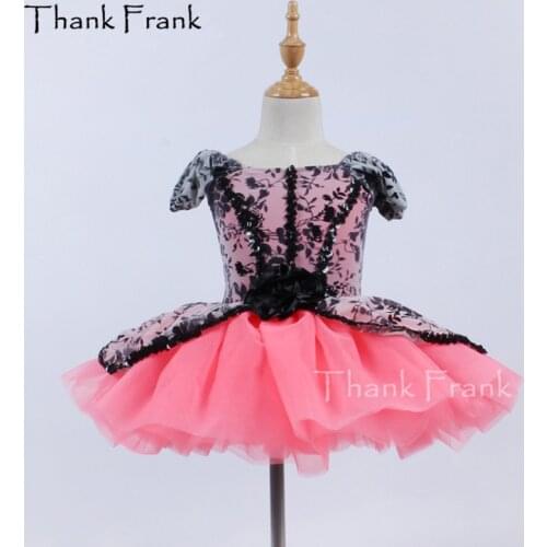 Sequin Lace Ballet Tutu Dress Girls Adult Puff Sleeve Flower Dance Costume Thank Frank C395