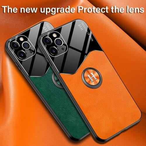 Luxury Leather Magnetic Phone Case For iPhone 12 11 Pro Max SE XSmax XR XS X 8 7 6 Plus Metal Ring Bracket Silicone Cover