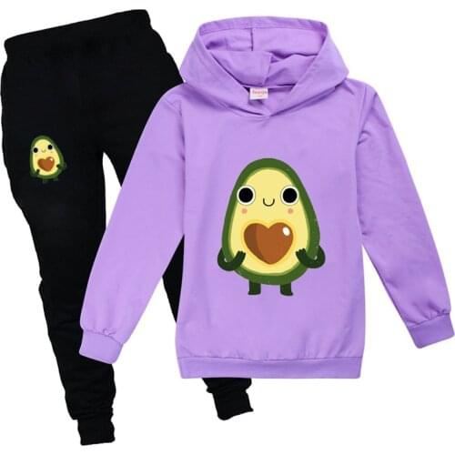 Fashion Kawaii Avocado Print Girls Boys Sweater+black Pants Casual Long Sleeve Winter Clothes Kids Baby Halloween Outfits