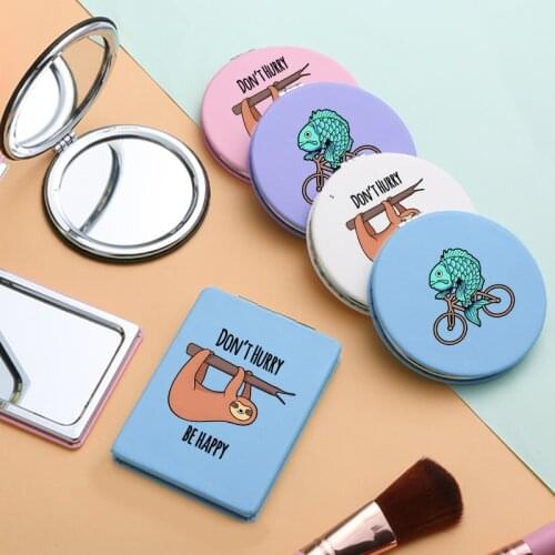 Cartoon Funny Makeup Mirror with Double Sides For Lady Fashion Travel Portable Magnifying Pocket Compact Cosmetic Vanity Mirrors